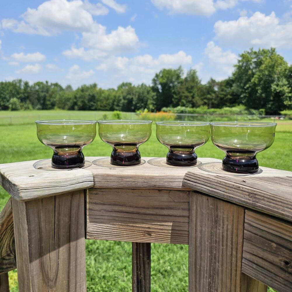 Vintage Smoked Glass Sherbet Bowls - Anchor Hocking Tivoli Set of 4
